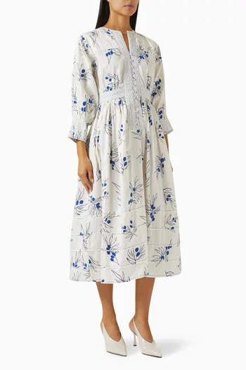 River Printed Midi Dress in Cotton