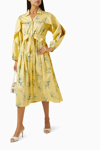 Aston Belted Midi Dress in Cotton