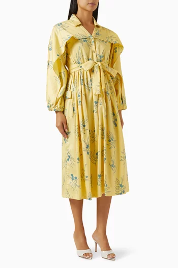 Aston Belted Midi Dress in Cotton