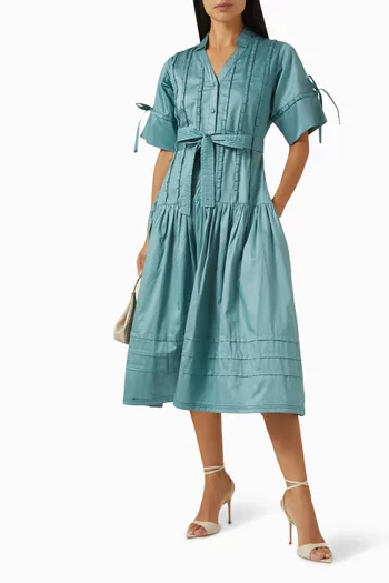 Nash Belted Midi Dress in Cotton