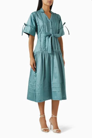 Nash Belted Midi Dress in Cotton