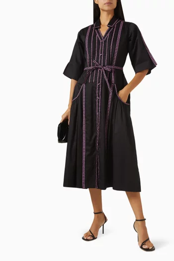 Morris Belted Midi Dress in Cotton