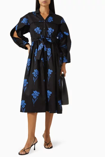 Aston Belted Midi Dress in Cotton