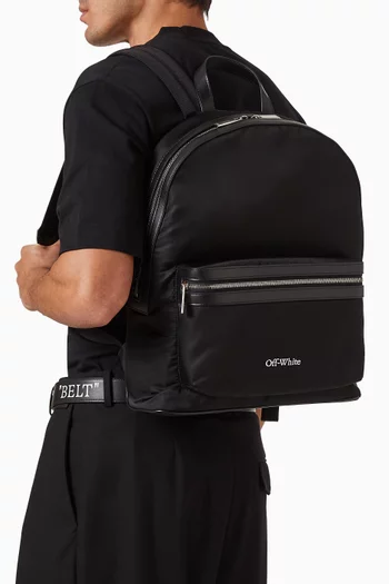 Embroidered Round Backpack in Nylon