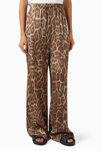 Leopard-print Pyjama Pants in Viscose