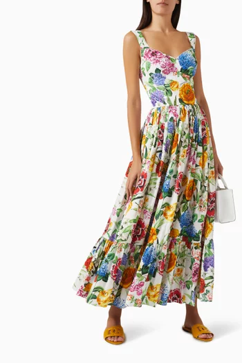 Floral Midi Dress in Cotton