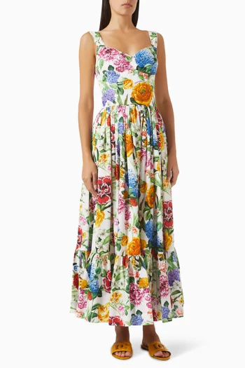 Floral Midi Dress in Cotton