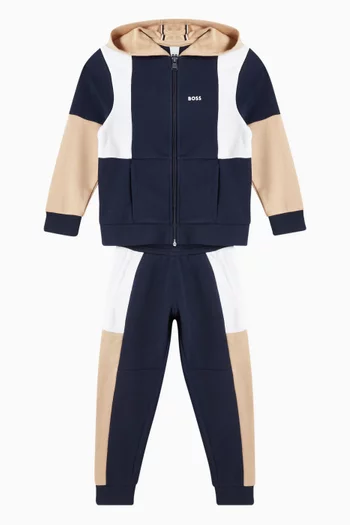 Colour-block Tracksuit Set in Cotton-blend