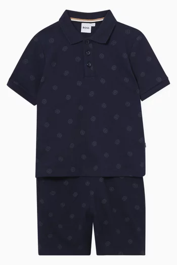 Printed Polo Shirt in Cotton-piqué