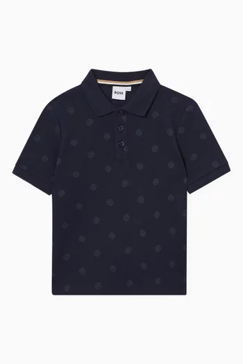 Printed Polo Shirt in Cotton-piqué
