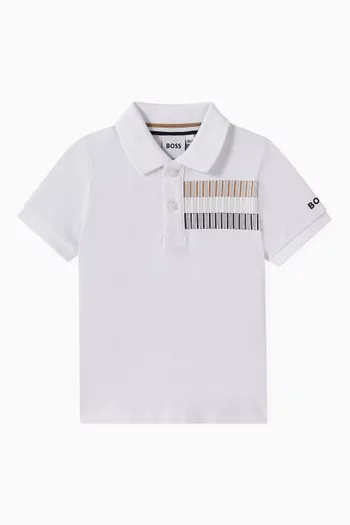 Tricolour Graphic Polo Shirt in Cotton-piqué