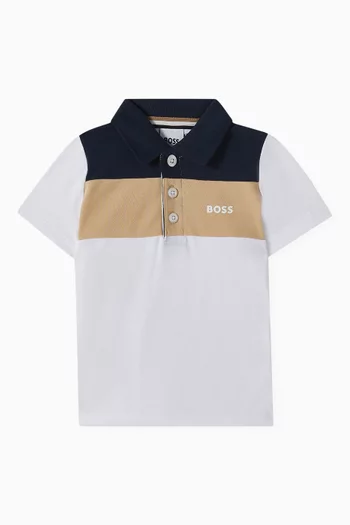 Logo Colour-block Polo Shirt in Cotton-piqué