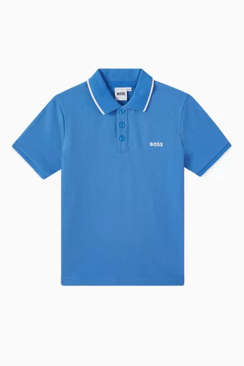 Stripe Polo Shirt in Cotton-piqué