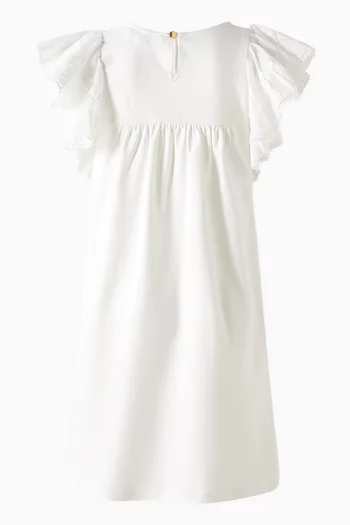 Ruffled Broderie Anglaise Dress in Cotton