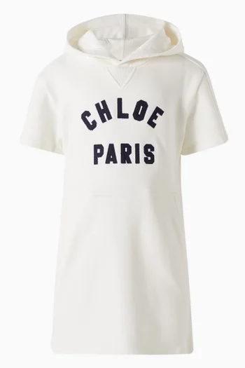 Logo Hooded Dress in Organic Cotton