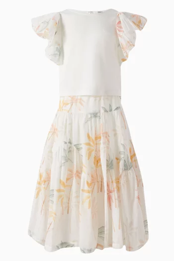 Palm-print Skirt in Organic Cotton