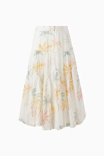 Palm-print Skirt in Organic Cotton
