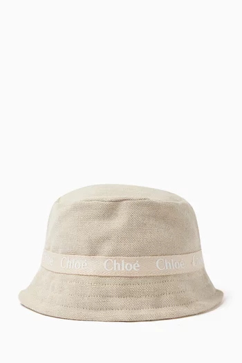 Logo-print Bucket Hat in Jute