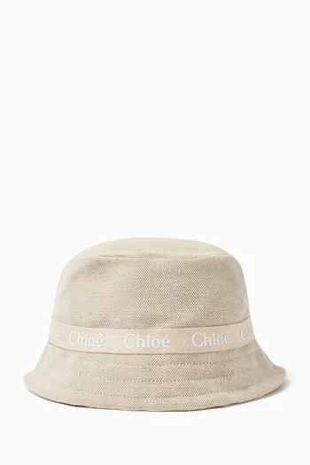Logo-print Bucket Hat in Jute