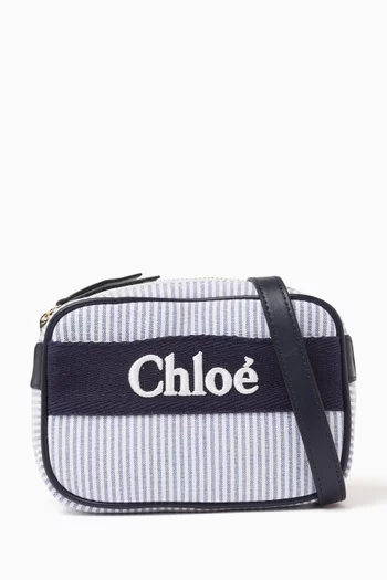 Striped Shoulder Bag in Cotton-canvas