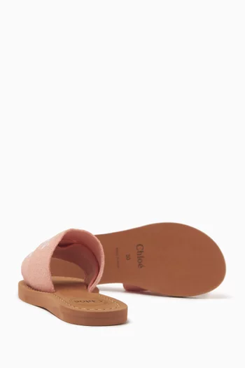 Logo-print Slip-on Sandals in Leather