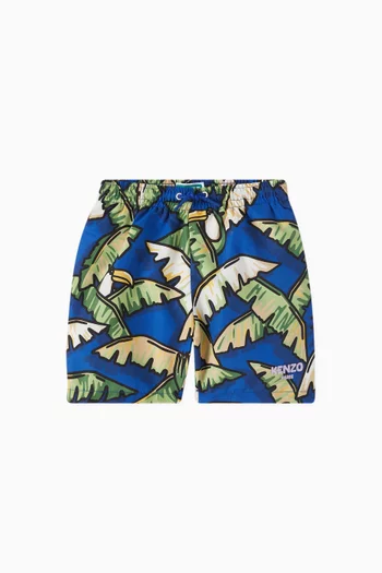 Jungle-theme Swim Trunks in Stretch Nylon