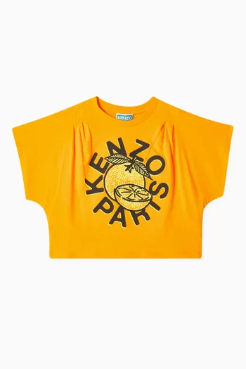 Graphic-print Crop T-shirt in Organic Cotton-jersey