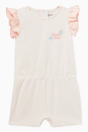 Logo-embroidered Romper in Organic Cotton-terry