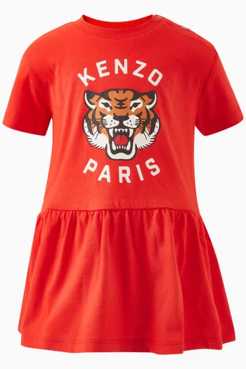 Logo Print Dress in Cotton