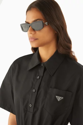 Logo Oversized Rectangle Sunglasses in Acetate