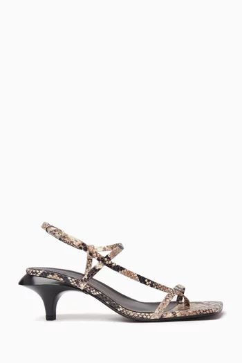 Magali Sandals in Snake-embossed Leather