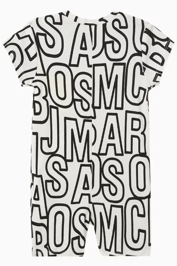 Jumbled Logo Romper in Cotton