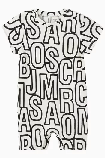 Jumbled Logo Romper in Cotton