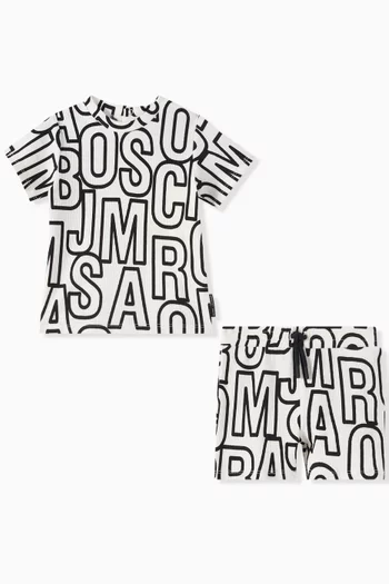 Jumbled Logo Set in Cotton Jersey