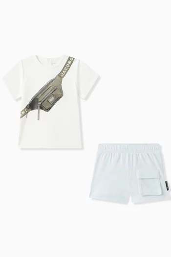 Graphic T-shirt and Shorts Set in Cotton Jersey
