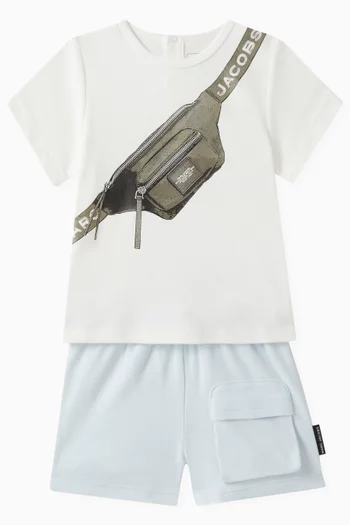 Graphic T-shirt and Shorts Set in Cotton Jersey