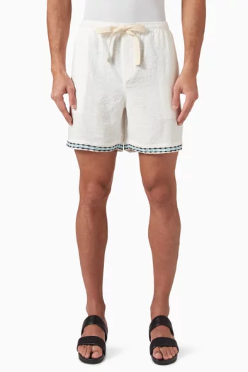 Frequency Embroidered Resort Shorts in Linen-blend