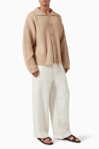 Fisherman Rib Cardigan in Wool