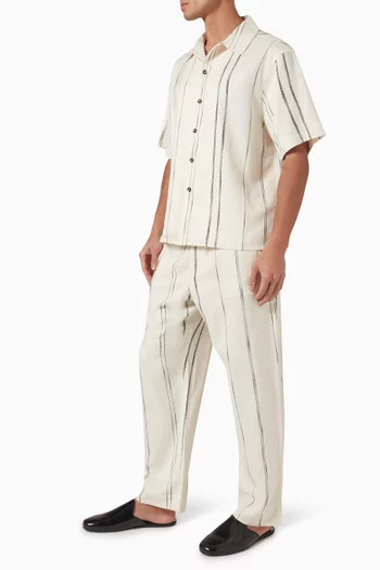 Woven Stripe Pants in Linen-blend