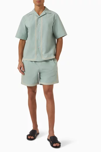 Braided Camp Collar Shirt in Cotton