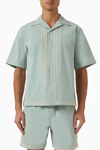 Braided Camp Collar Shirt in Cotton