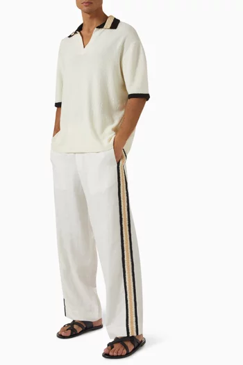 Hand Crochet Trim Pants in Cotton-blend