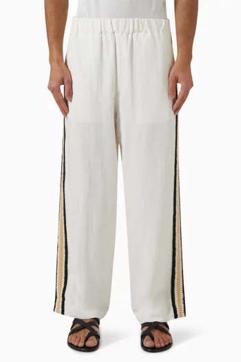 Hand Crochet Trim Pants in Cotton-blend