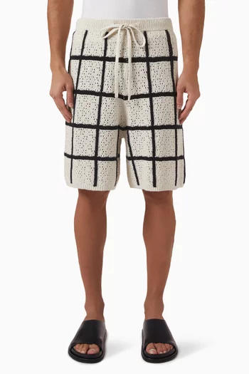 Crochet Check Shorts in Cotton-blend