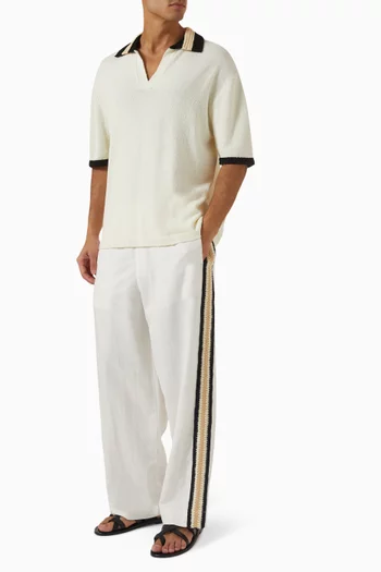 Hand Crochet Collar Polo Shirt