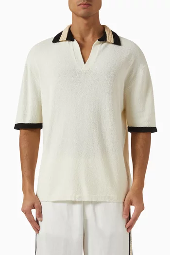 Hand Crochet Collar Polo Shirt