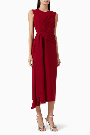 Elham Draped Midi Dress in Crepe