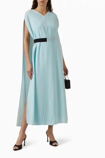Fyera Cape-sleeve Midi Dress in Crepe