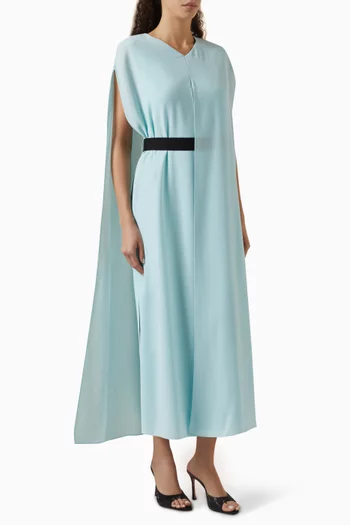 Fyera Cape-sleeve Midi Dress in Crepe