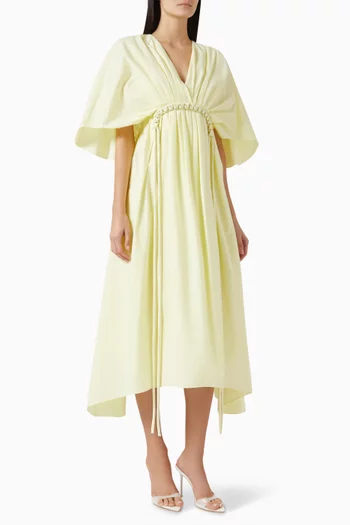 Daria Macramé-belt Midi Dress in Cotton